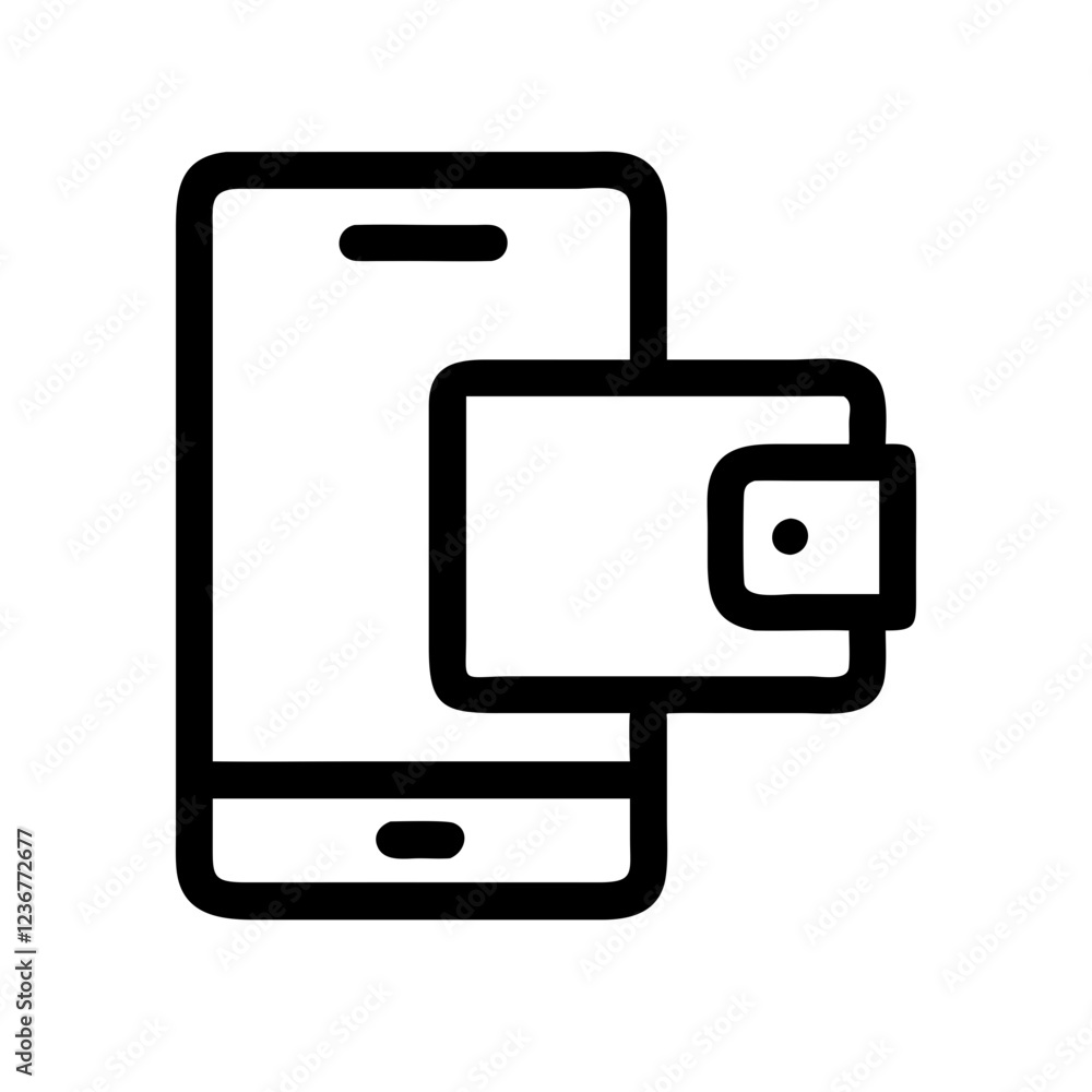 Mobile wallet icon, phone, wallet, payment, mobile, finance, technology, digital, transaction, money. Mobile wallet icon, phone, wallet, payment, mobile, finance, technology, digital, transaction, money.