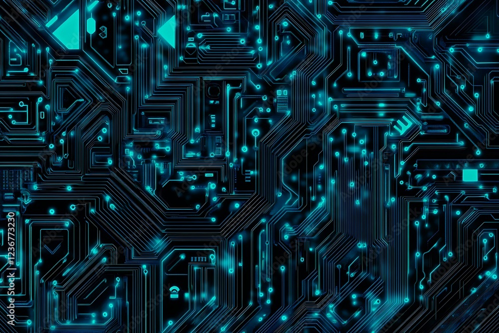 Abstract close-up of a glowing blue digital circuit board, showcasing intricate connections and technological design on a black background.
Abstract close-up of a glowing blue digital circuit board, showcasing intricate connections and technological design on a black background.