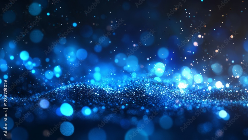 Abstract blue bokeh lights and particles wave background. Abstract blue bokeh lights and particles wave background.