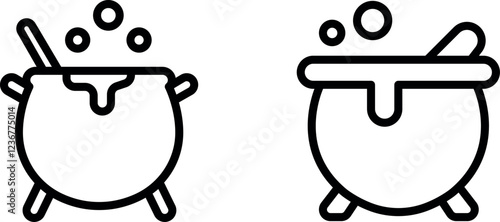 Mystical Witches Cauldron Vector Icon Set – Enchanted Potion Designs