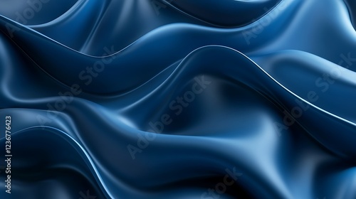 Wallpaper Mural Abstract blue flowing satin fabric with elegant waves creating a luxurious and smooth texture Torontodigital.ca