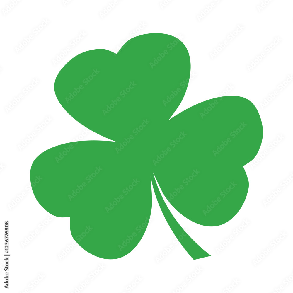 Simple Green Shamrock Icon Against White Background Simple Green Shamrock Icon Against White Background