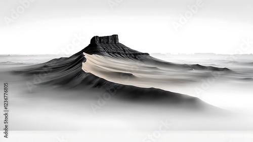 Fototapeta Naklejka Na Ścianę i Meble -  A black-and-white aerial view of a sprawling desert landscape, showcasing sweeping sand dunes and intricate wind-blown patterns, Ultra-Realistic, Photo Realistic, highly detailed, 