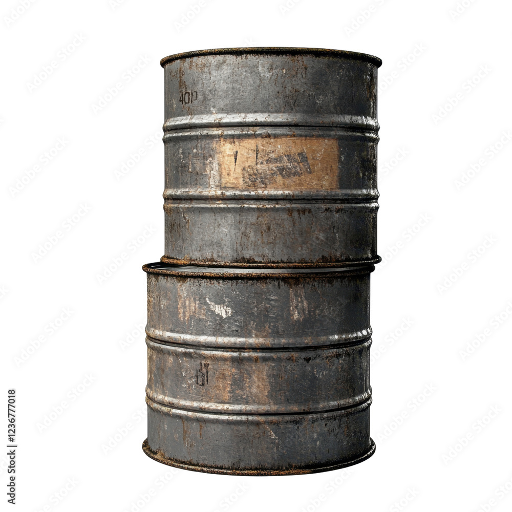 Rusty Industrial Barrel Stacked on top of Each Other in Warehouse Rusty Industrial Barrel Stacked on top of Each Other in Warehouse