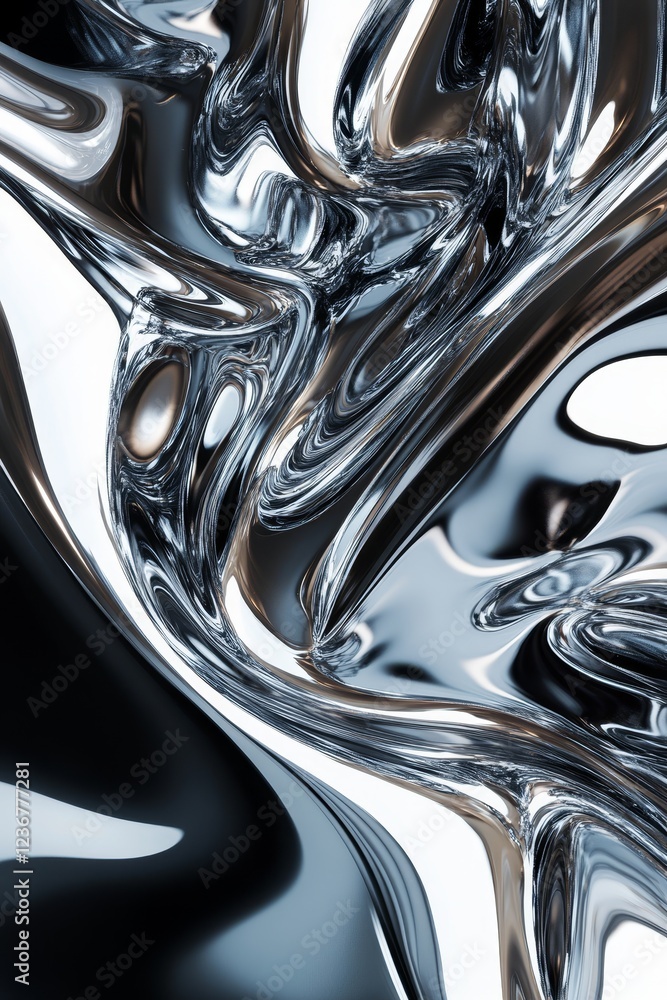 Liquid metal swirling, abstract background, design element Liquid metal swirling, abstract background, design element