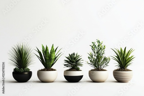 Succulents growing beautifully in individual containers. 