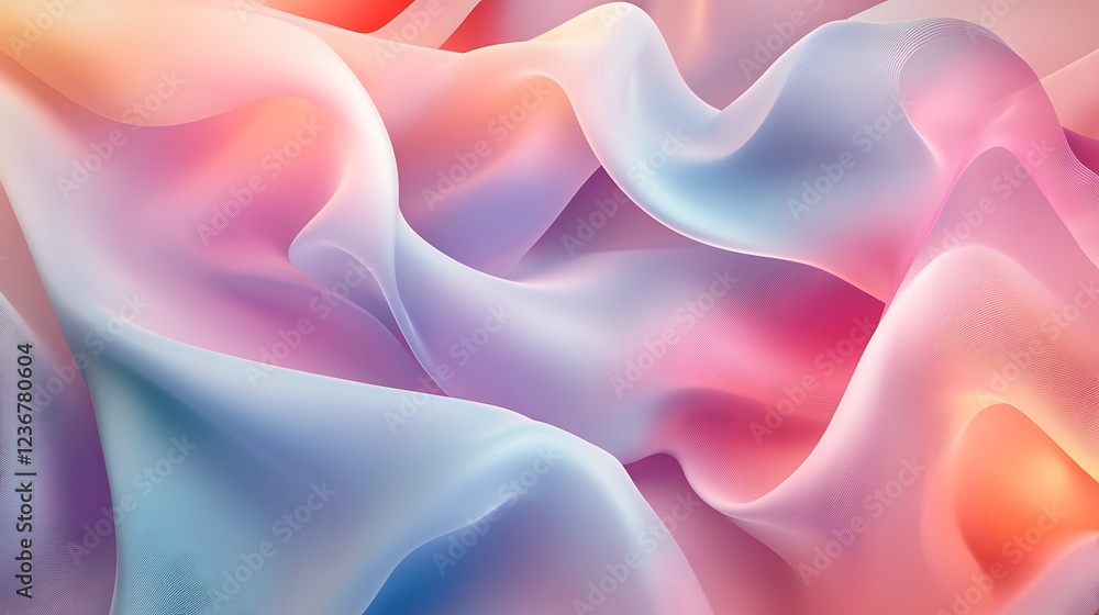 Obraz premium Soft pink and purple liquid silk waves create an abstract flowing textile design with a delicate light pattern