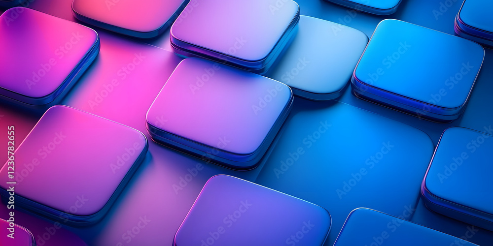 Obraz premium Rounded corner rectangles creating modern abstract background with blue and purple gradient