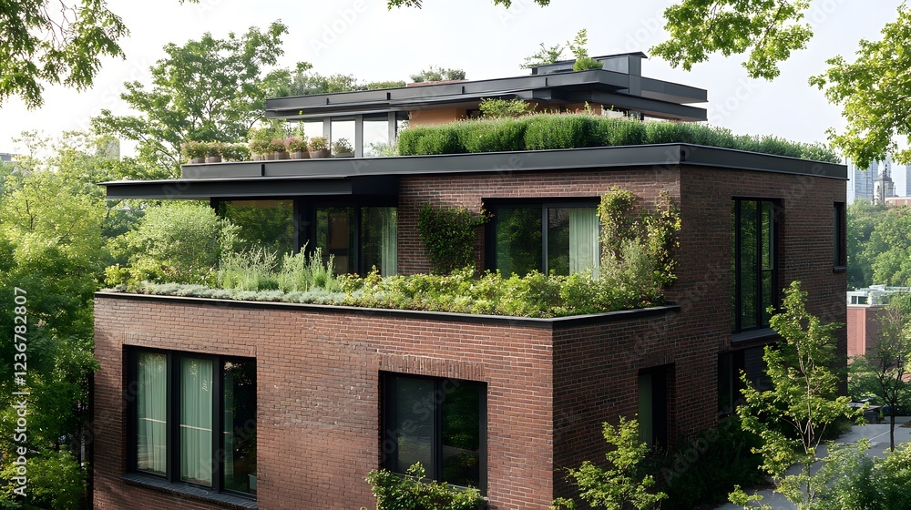 custom made wallpaper toronto digitalModern Eco-Friendly House with Green Roof and Urban Garden Oasis