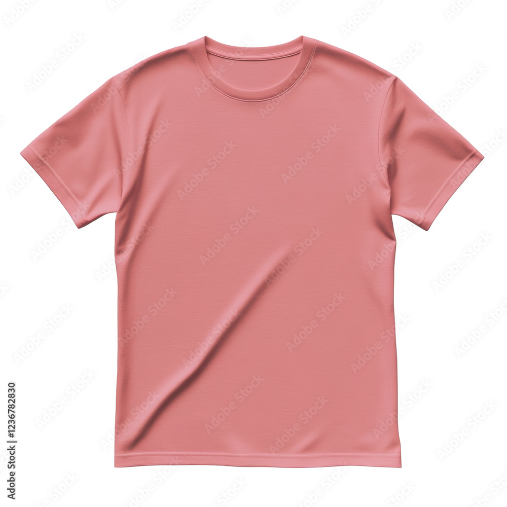 Simple Pink Cotton T-Shirt on a White Background for Apparel Marketing Simple Pink Cotton T-Shirt on a White Background for Apparel Marketing