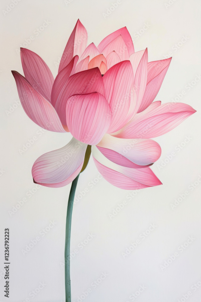 Single pink flower with a green stem Single pink flower with a green stem