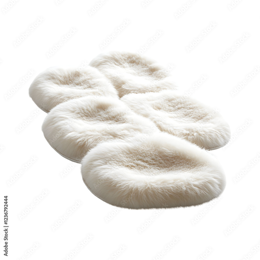 Faux Sheepskin Rug in Soft White Tones Isolated on Transparent Background Faux Sheepskin Rug in Soft White Tones Isolated on Transparent Background