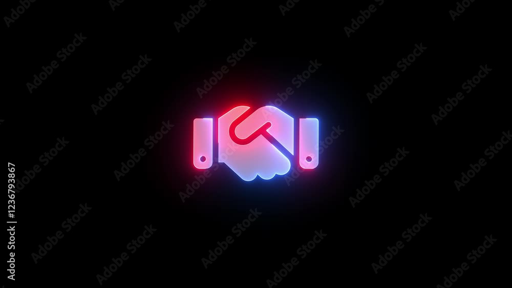 Handshake icon glowing neon blue red gradient color animation Handshake icon glowing neon blue red gradient color animation