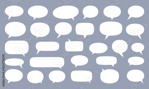 White speech bubbles of various sizes and shapes. different types. simple flat design. vector illustration.