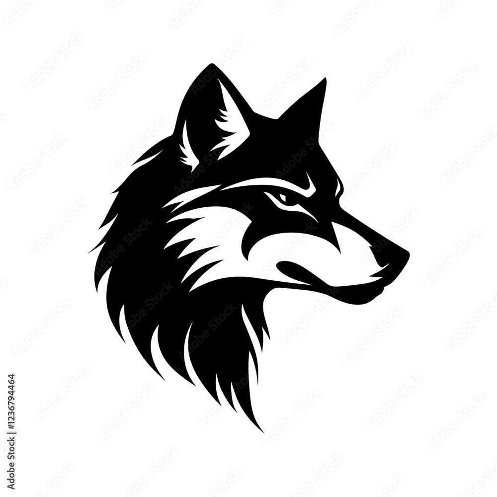 Obraz premium wolf head logo. Black and white simple vector. isolated on a white background. vector illustration. The logo for football team.