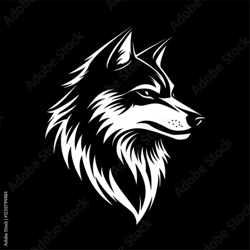 Vector logo of a wolf. a minimalistic design. a sports team emblem on a black background. logo for a brand. vector illustration. 