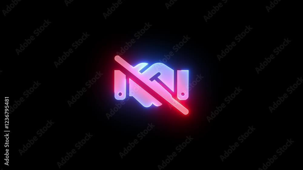 Handshake slash icon glowing neon blue red gradient color animation Handshake slash icon glowing neon blue red gradient color animation