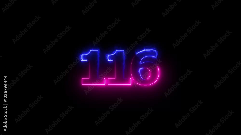 Abstract beautiful neon 116 number countdown background 4k animation. Abstract beautiful neon 116 number countdown background 4k animation.