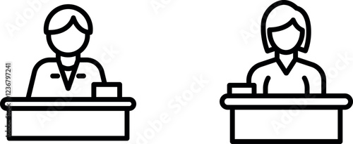Professional and Welcoming Receptionist Icon for Customer Service, Office, and Hospitality