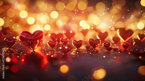 a canvas with lots of hearts and christmas decoration, warm color scheme and palette, cinematic, photogenic, raytracing, realistic photo