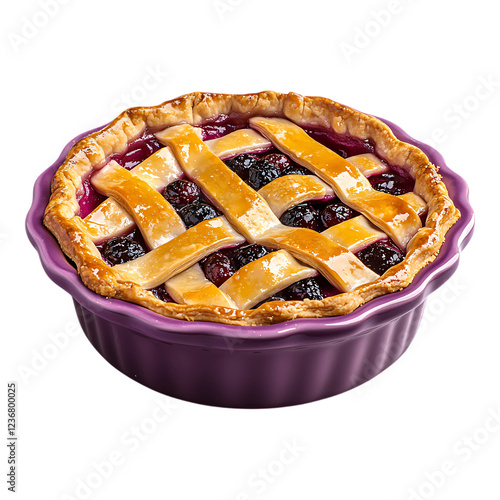 PNG Lattice-Top Fruit Pie Against Transparent Background for Bakery, Dessert, or Culinary Design Projects photo