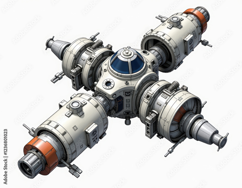 Futuristic Space Station, Detailed 3D Render, Sci-Fi Spacecraft Design, Orbital Station Illustration Futuristic Space Station, Detailed 3D Render, Sci-Fi Spacecraft Design, Orbital Station Illustration