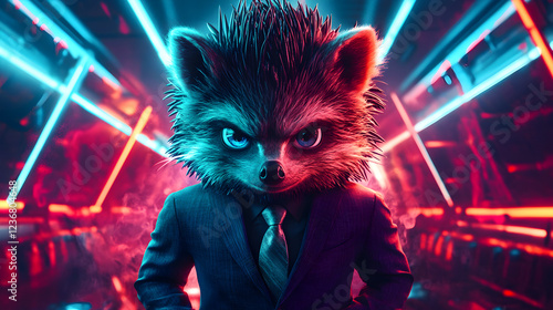 Hedgehog wearing a sharp tailored suit and stylish sunglasses standing confidently with a sleek and modern look exuding elegance and charisma ultra-detailed high-quality studio portrait