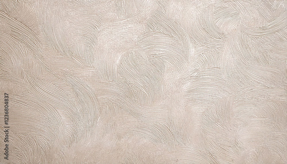 Fototapeta premium abstract textured plaster wall with artistic swirl pattern in beige, decorative stucco surface for interior design and background