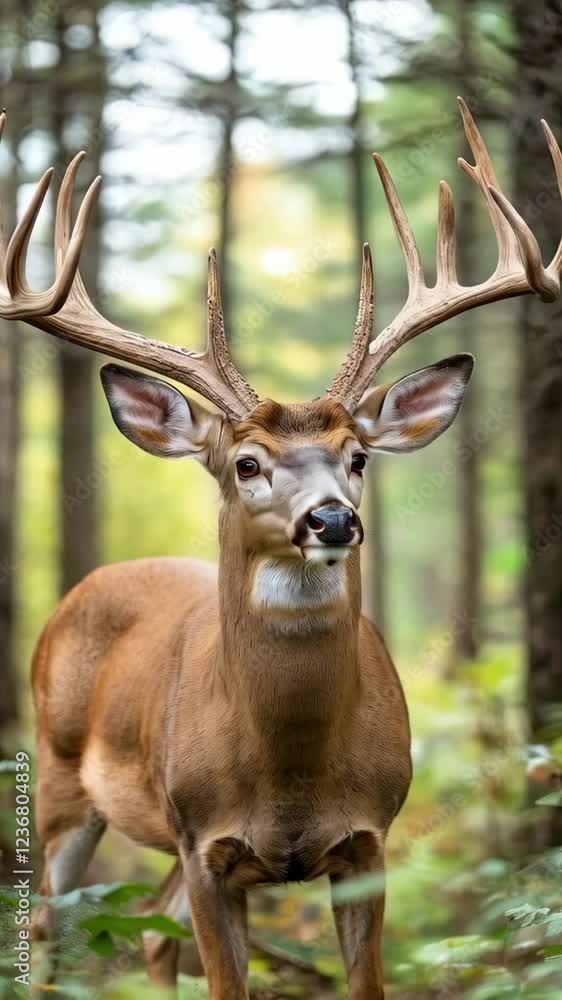 Majestic deer in lush forest captured in dynamic sequence for nature enthusiasts Majestic deer in lush forest captured in dynamic sequence for nature enthusiasts