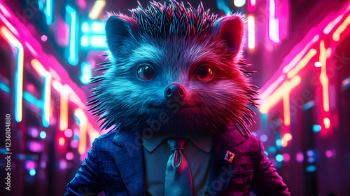 Hedgehog wearing a sharp tailored suit and stylish sunglasses standing confidently with a sleek and modern look exuding elegance and charisma ultra-detailed high-quality studio portrait