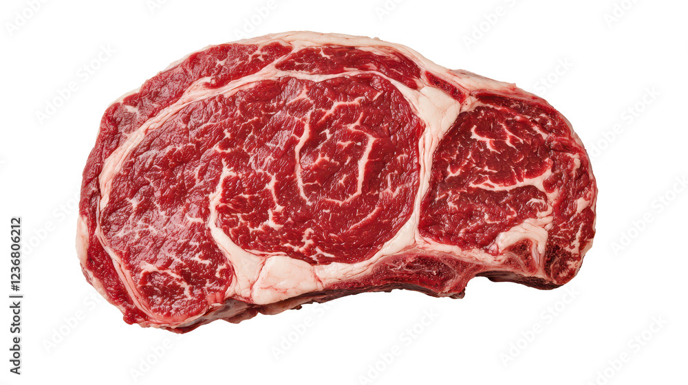 Fresh marbled beef ribeye steak with rich red color and fat Fresh marbled beef ribeye steak with rich red color and fat