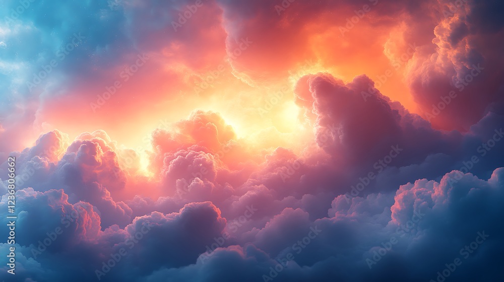 Fototapeta premium Dramatic Sunset Cloudscape Heavenly Hues Of Color