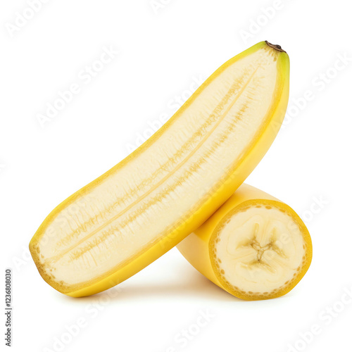 ripe yellow bananas isolated on white background