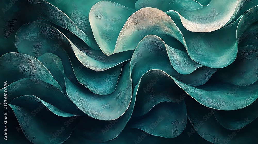Obraz premium Abstract Teal Wave Pattern Design Artwork