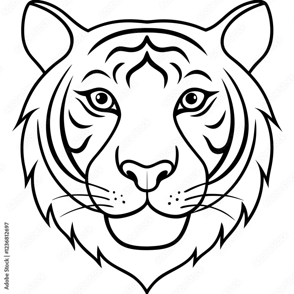 Minimalist Tiger Head Line Art Vector Minimalist Tiger Head Line Art Vector
