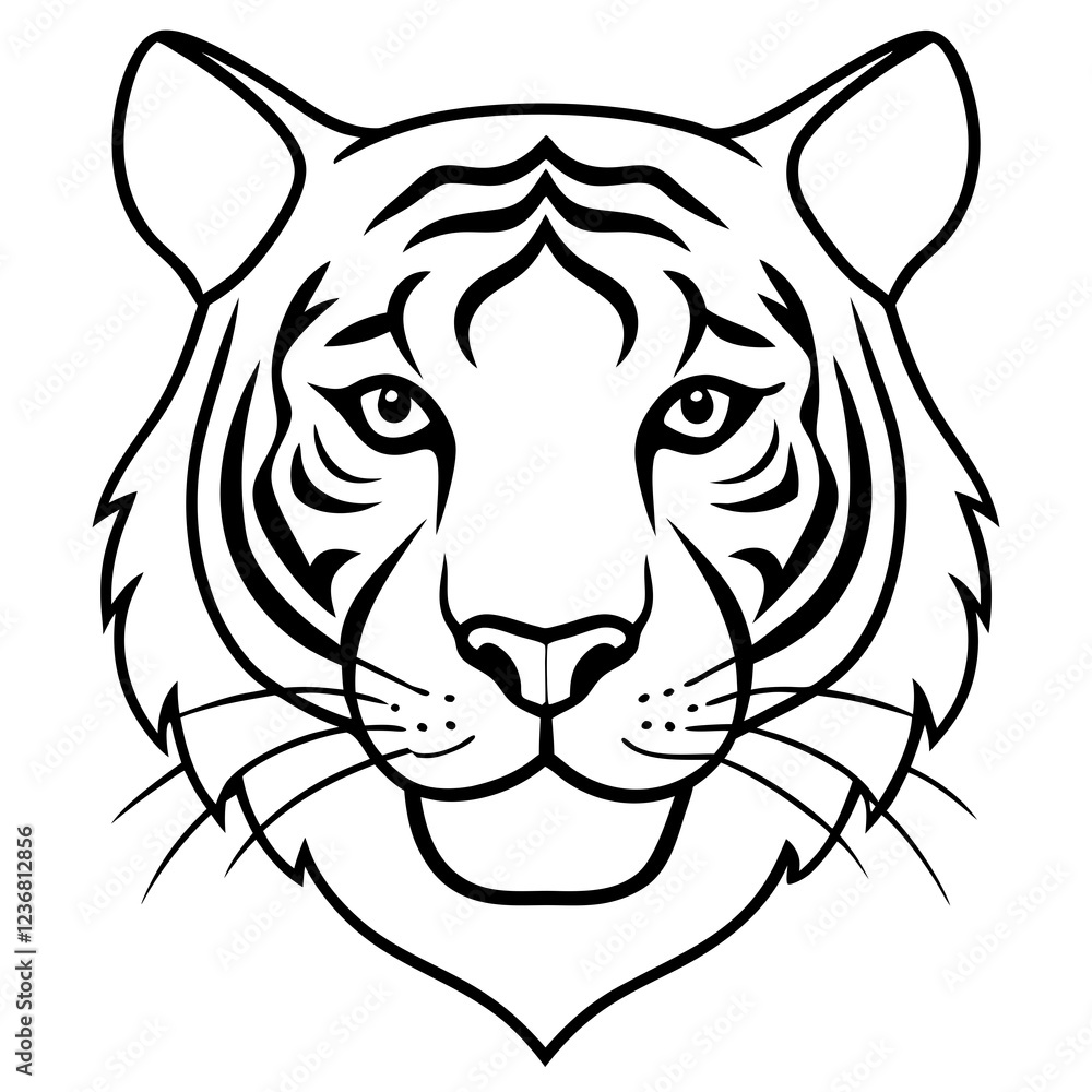 Fototapeta premium Minimalist Tiger Head Line Art Vector