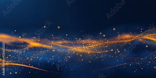Abstract image of glowing particles and waves, suitable for digital art, backgrounds, and festive themes.