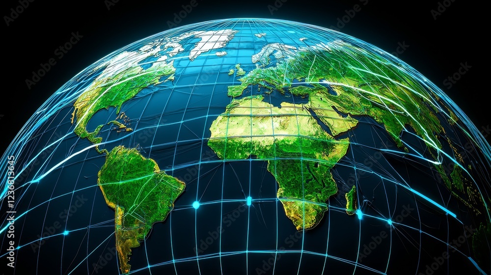Naklejka premium Global Connection Through Dynamic Maps and Unfolding Geo-Visualization