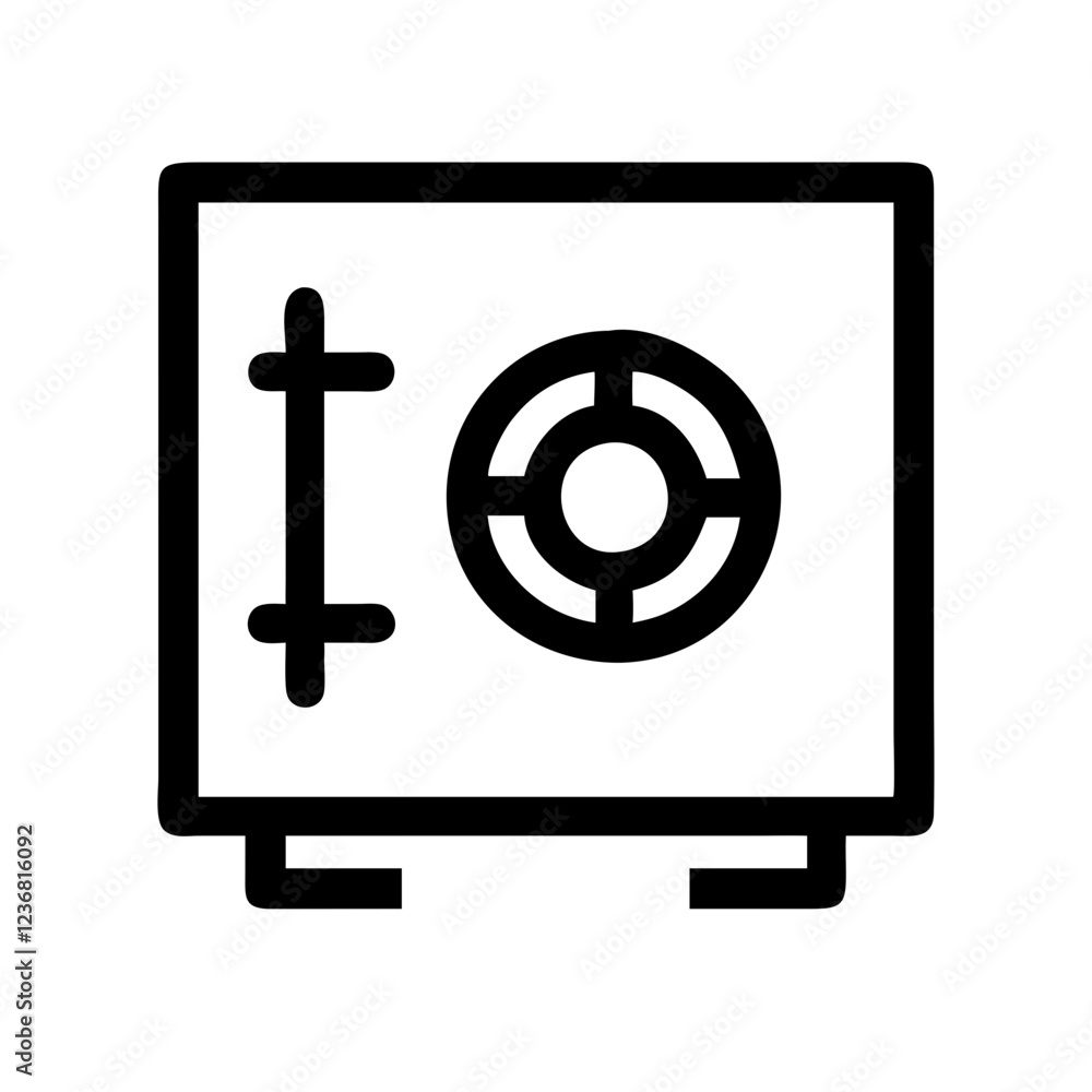 Safe icon, outline style on white. Use for finance blogs, security systems, and banking concepts. Safe icon, outline style on white. Use for finance blogs, security systems, and banking concepts.