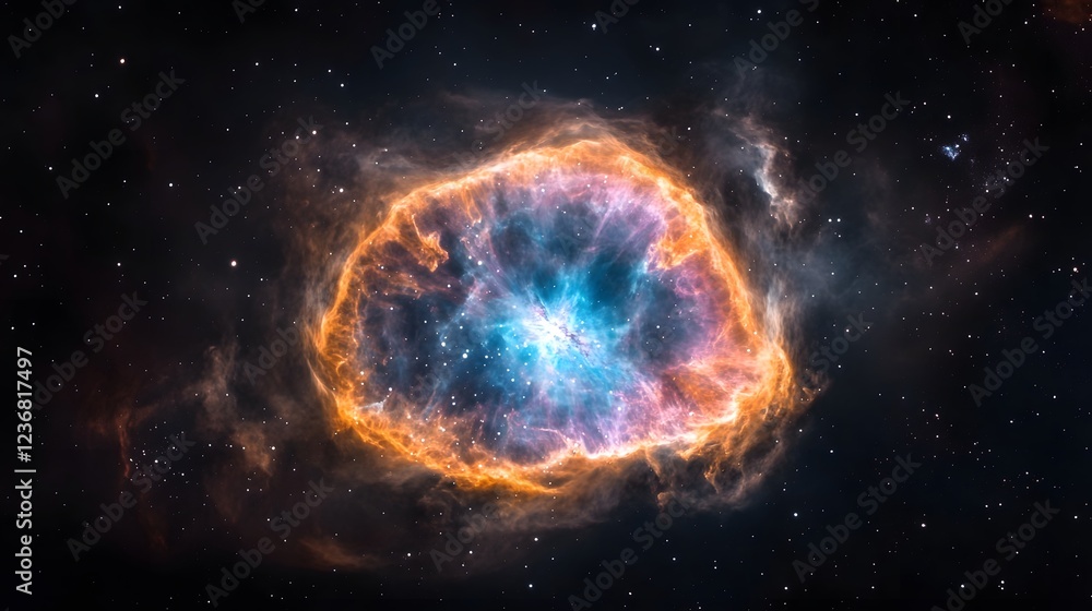 Obraz premium Breathtaking Cosmic Explosion Mesmerizing Supernova Phenomenon in the Depths of the Universe Showcasing the Fiery and Colorful Birth of a New Celestial Body within the Vast Expanse of the Cosmos