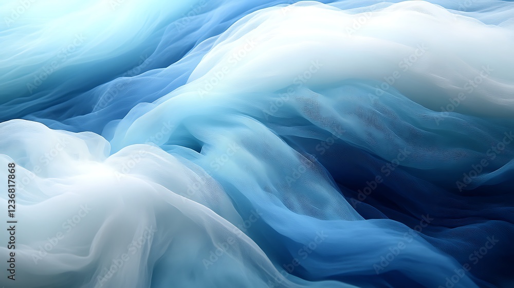 Fototapeta premium Abstract Blue Fabric Waves Gentle Flowing Texture