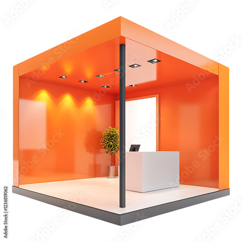 PNG Modern Exhibition Booth Against Transparent Background for Trade Show, Marketing, or Event Design Projects photo