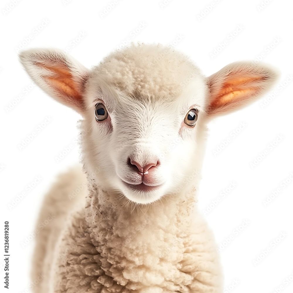 Portrait of a cute lamb, isolated on a black background Portrait of a cute lamb, isolated on a black background