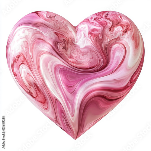 vibrant, swirling heart shape in shades of pink and white, symbolizing love and emotion. abstract design evokes feelings of warmth and affection