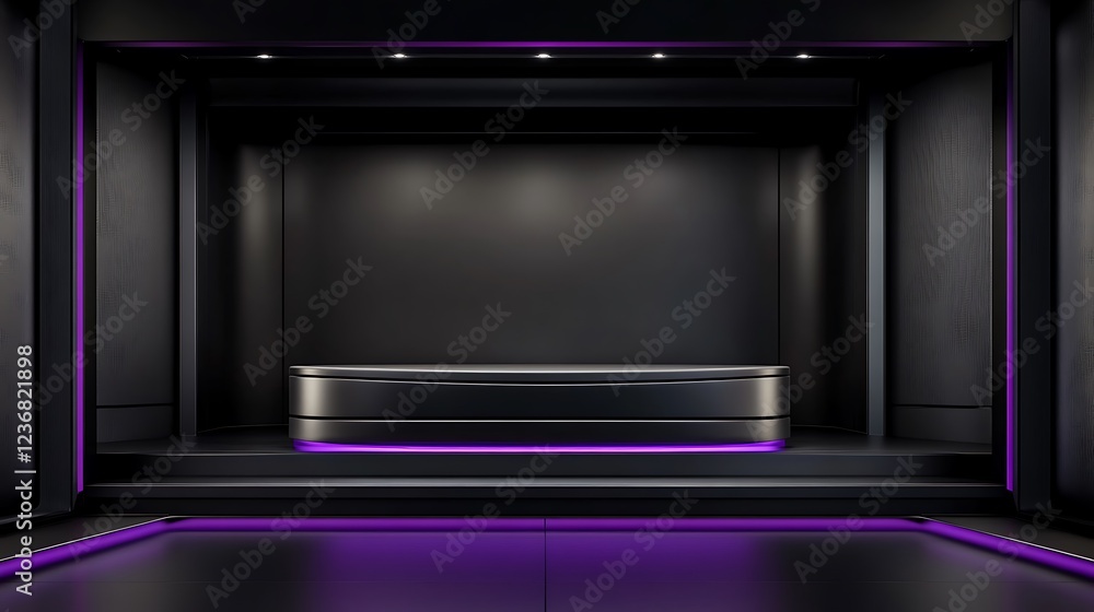 Modern Black Display Stand with Purple Lighting Modern Black Display Stand with Purple Lighting