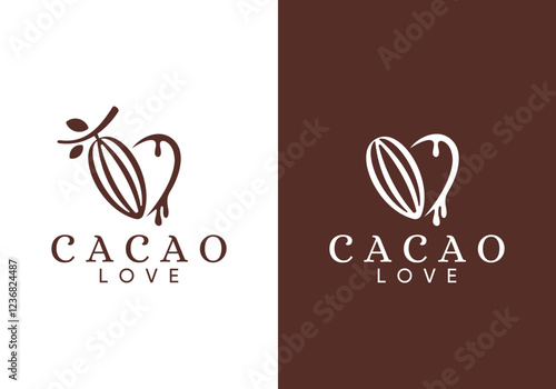 simple nature love with cacao logo design vector	
