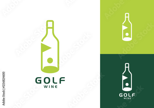 simple golf sport with wine bottle logo vector design