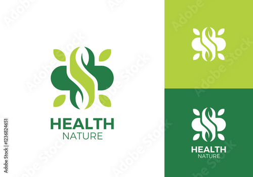 medical leaf logo design. simple modern nature health care symbol vector graphic	
