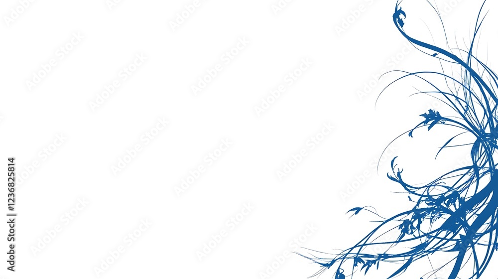 Naklejka premium Abstract Blue Floral Design on White Background
