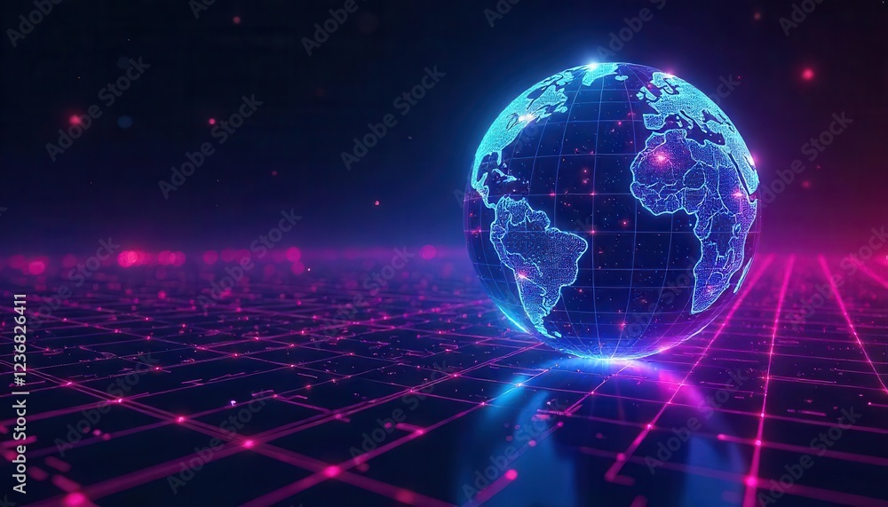 Fototapeta premium Global digital network visualizing earth's connectivity modern technology graphic design futuristic environment high-resolution view